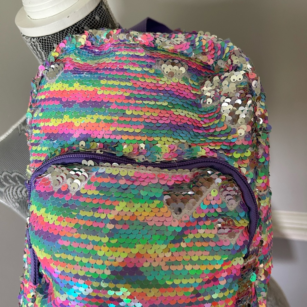 NWT Cat and Jack Sequined Backpack with Adjustable Straps and large front pocket - Picture 2 of 14
